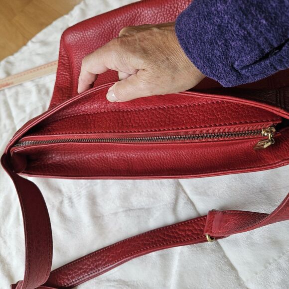 COACH Vintage RED Pebbled Leather Sonoma Shoulder Crossbody Bag G6M-4920 Large - Picture 11 of 15